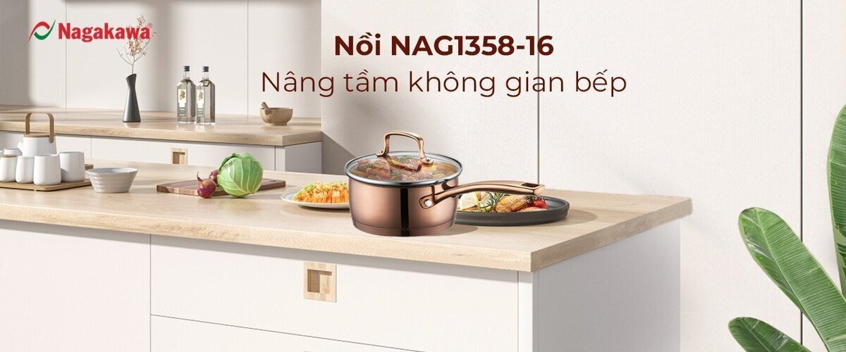 nồi inox 304 đa đáy cán dài nag1358-16