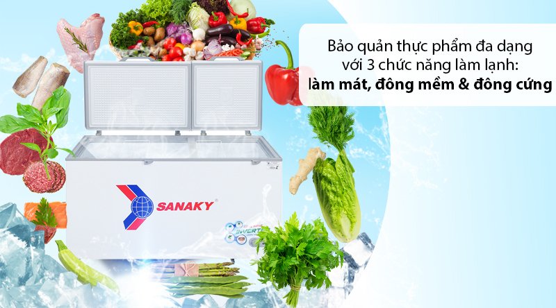 tủ đông inverter sanaky vh-6699hy3, 1 ngăn đông 660 lít