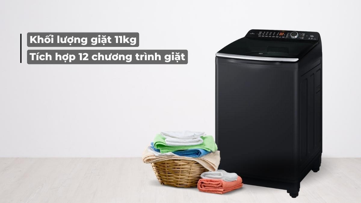 máy giặt aqua inverter 11 kg aqw-dr110jt.bk