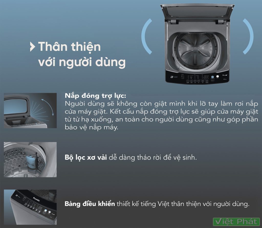 máy giặt lồng đứng funiki hwm t695abg 9.5kg