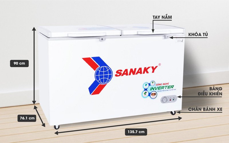 tủ đông sanaky inverter 410 lít vh-5699hy4k