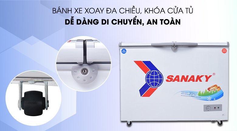 tủ đông sanaky vh-2899w1 (280 lít, dàn lạnh đồng)