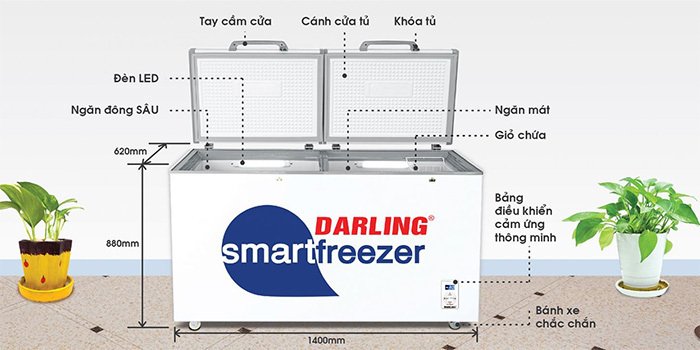 tủ đông 2 ngăn darling 450 lít dmf - 4699ws