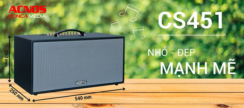 loa xách tay acnos cs451 (2 bass 20cm, 250w/1000w, kèm 2 micro)