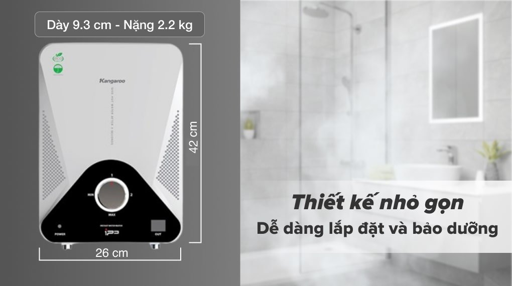 máy nước nóng trực tiếp kangaroo 4000w kg589g