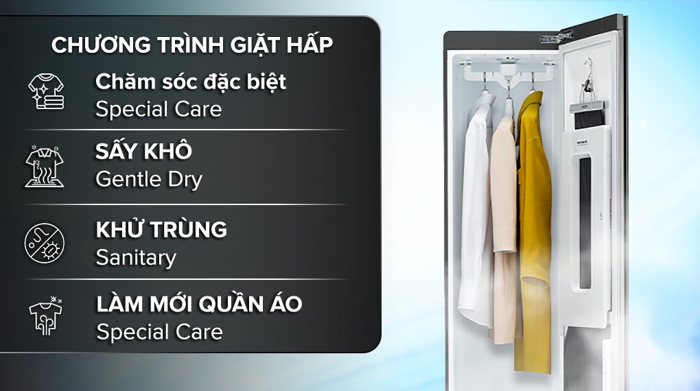 tủ chăm sóc quần áo thông minh lg styler inverter 3 móc s3mfc