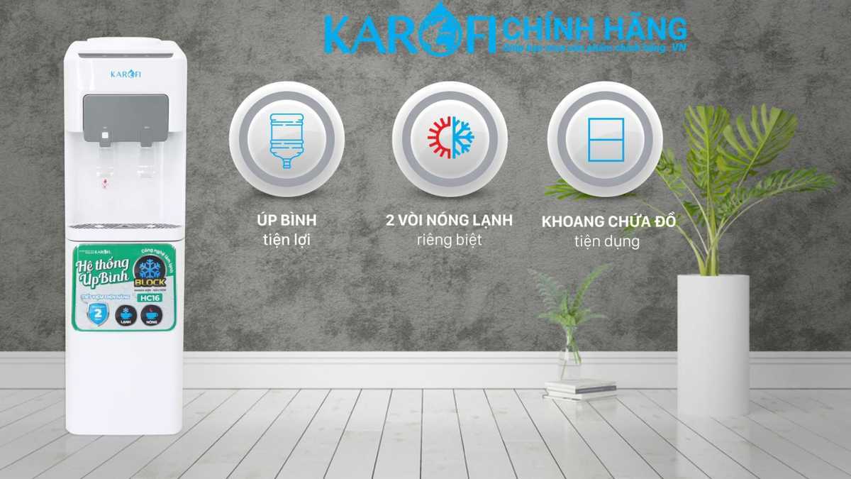 cây nước nóng lạnh karofi hc16