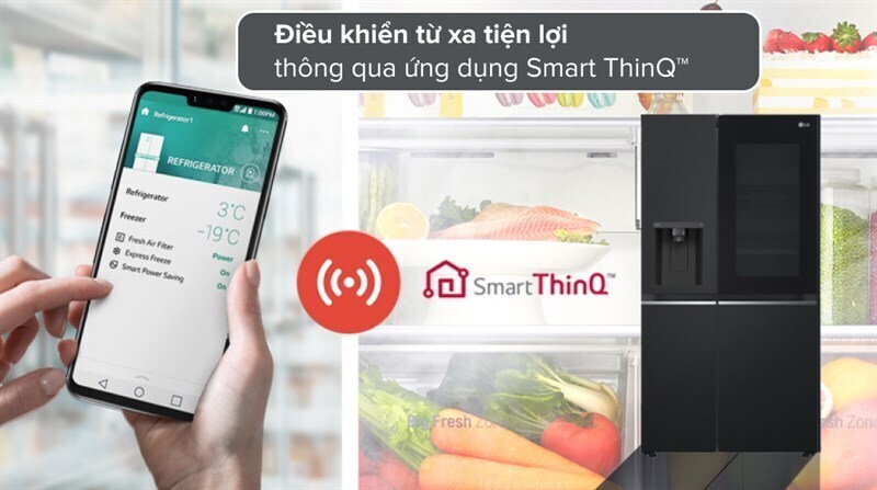 tủ lạnh lg inverter 635 lít side by side instaview gr-g257bl