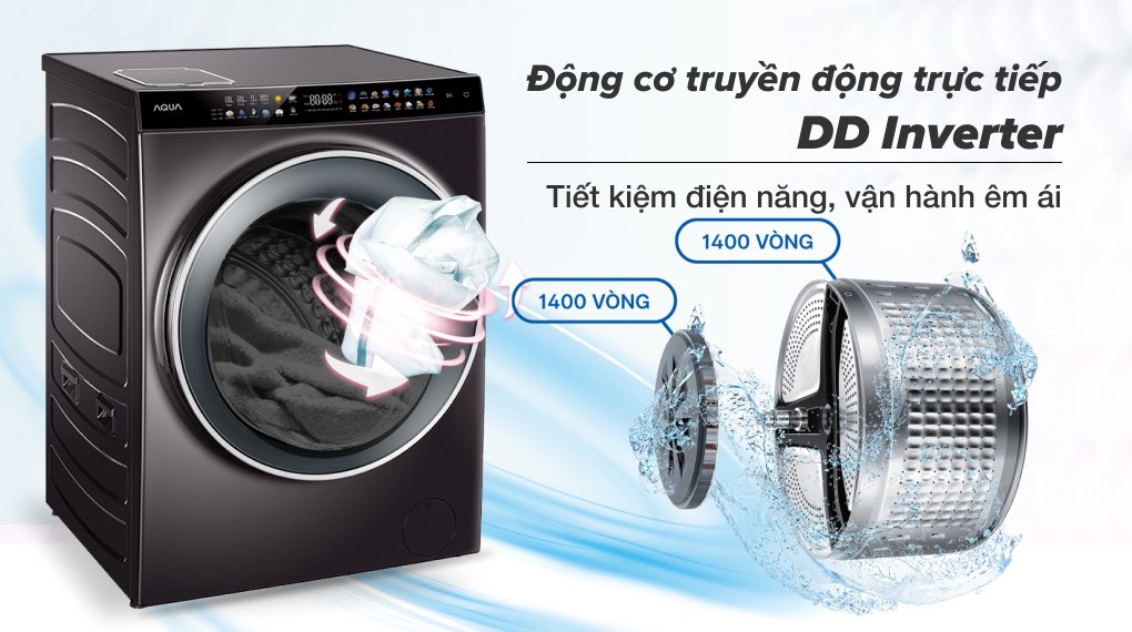 máy giặt sấy aqua inverter giặt 15 kg - sấy 10 kg aqd-dh1500g pp