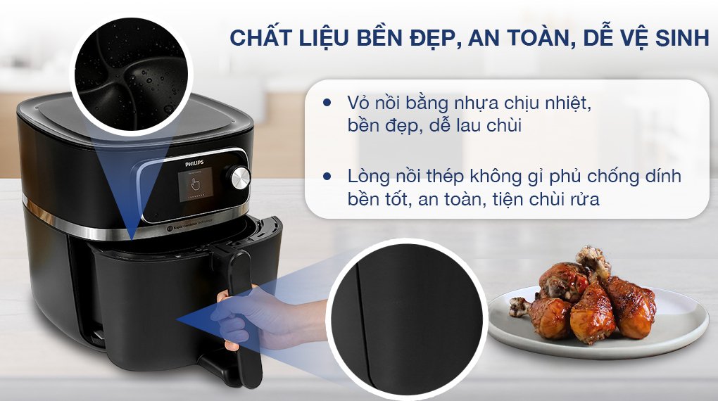 nồi chiên không dầu philips hd9880/90 8.3 lít