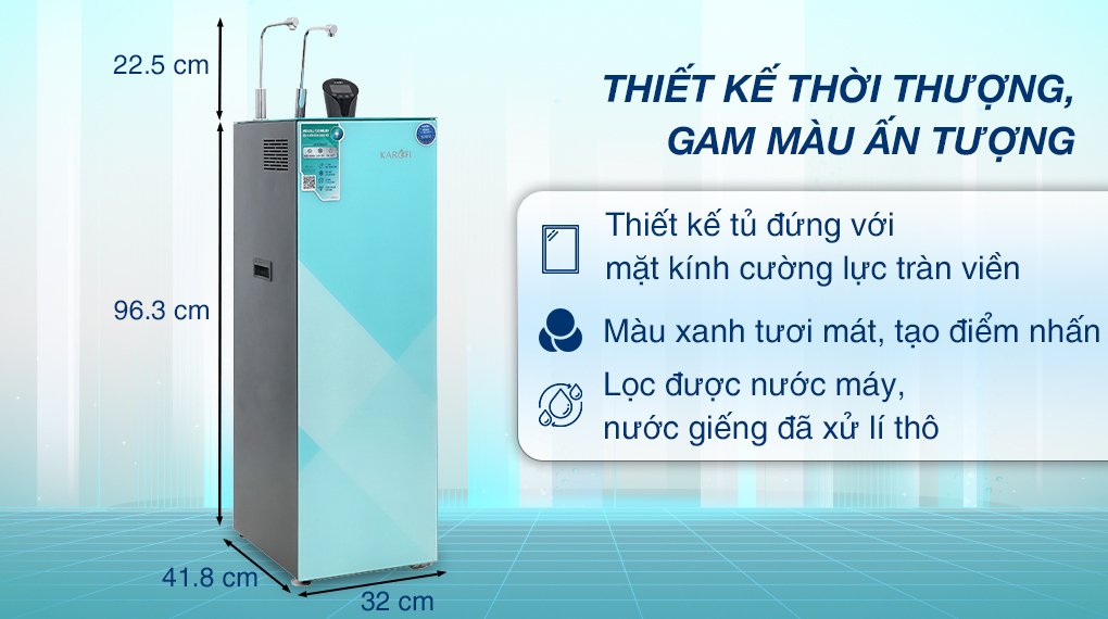 máy lọc nước ro nóng lạnh karofi kad-n91 10 lõi