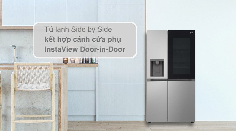 tủ lạnh lg inverter 635 lít side by side instaview gr-g257sv