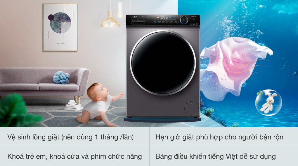 máy giặt aqua inverter 10 kg aqd- dd1001g ps