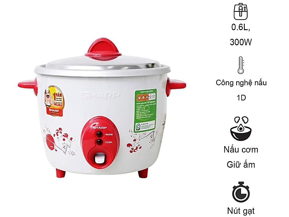 nồi cơm điện sharp 0.6 lít ksh-d06v