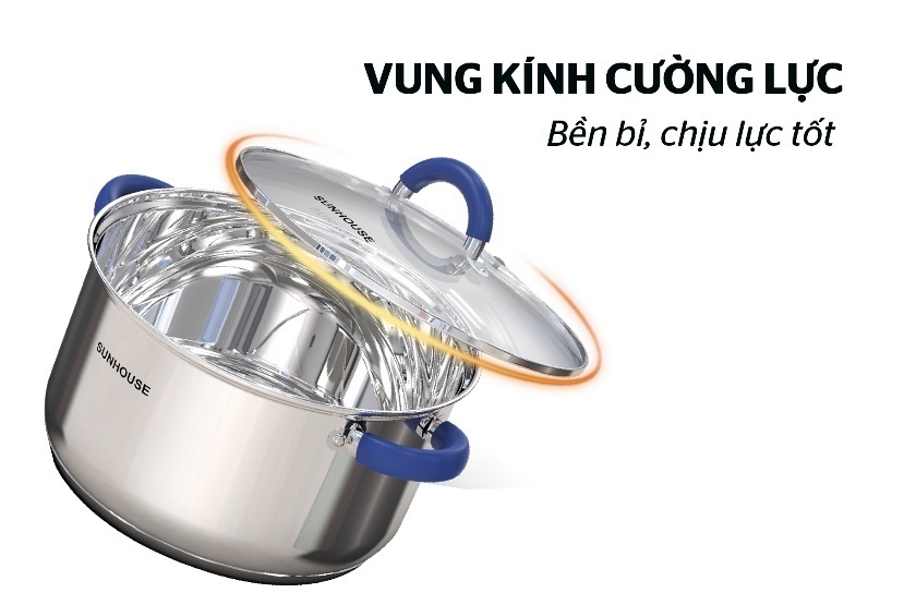 bộ nồi inox 3 đáy sunhouse shg361