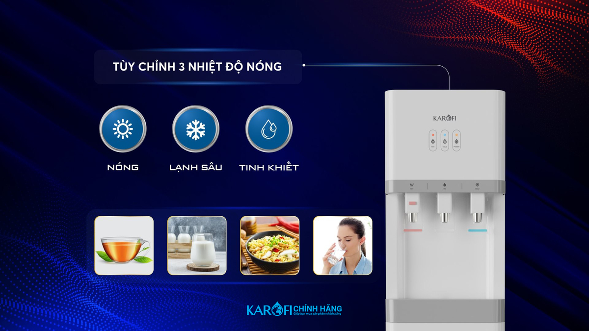 cây nước nóng lạnh karofi hcv208ro