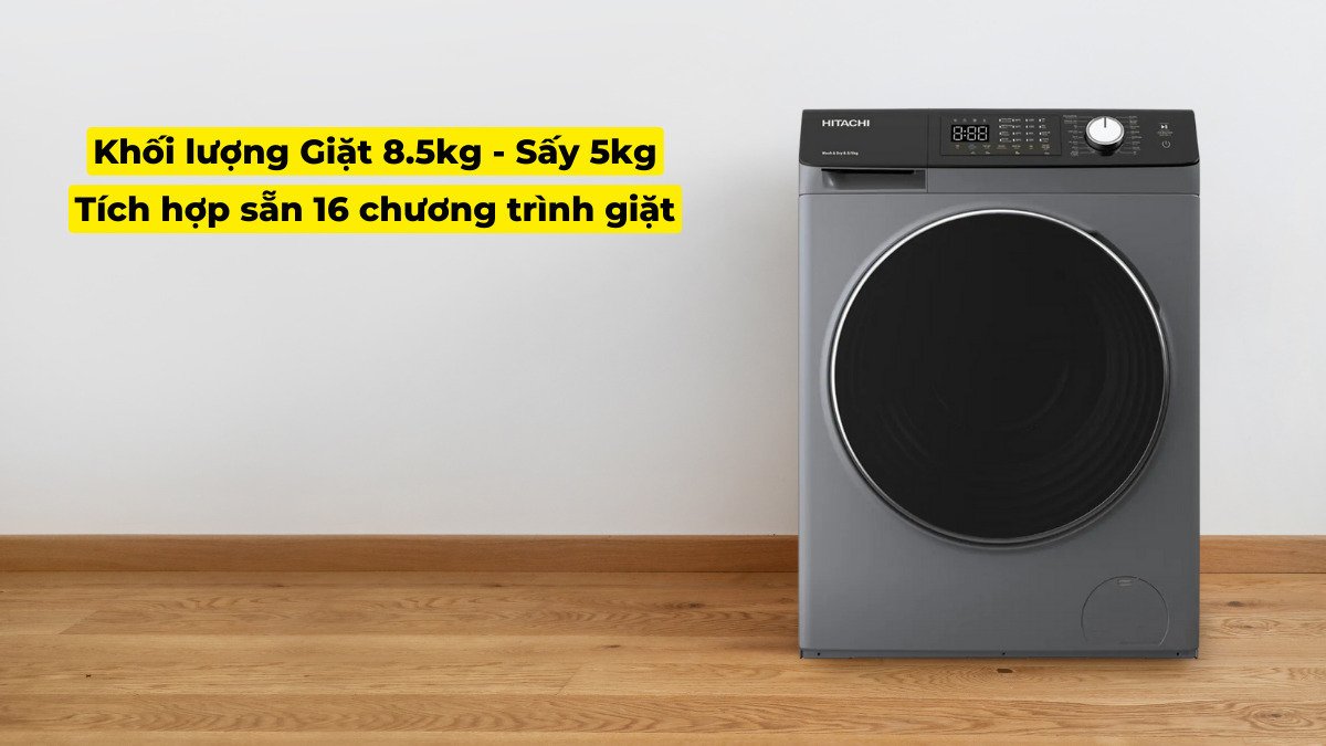 máy giặt sấy hitachi inverter 8.5/5 kg bd-d852hvos