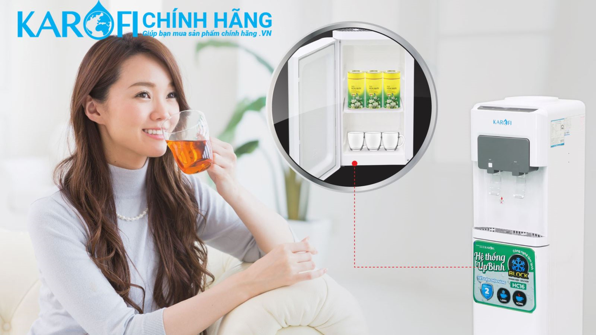 cây nước nóng lạnh karofi hc16