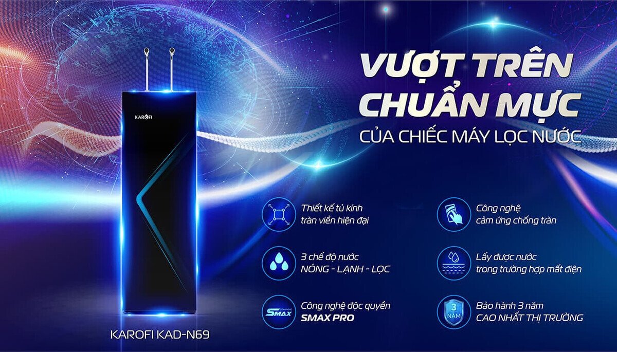 máy lọc nước nóng lạnh karofi kad-n69
