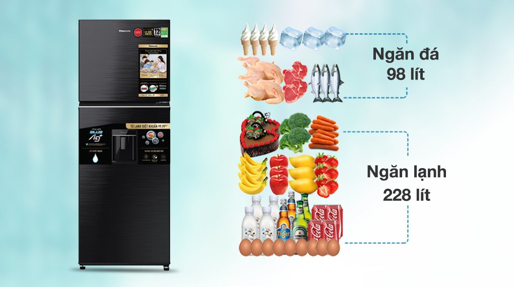 tủ lạnh panasonic inverter 326 lít nr-tl351gvkv