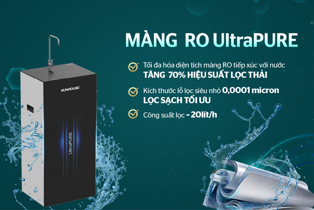 máy lọc nước ro ultrapure 8 lõi sunhouse sha8895kl