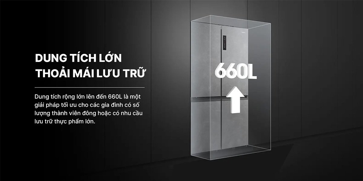 tủ lạnh aqua inverter 660 lít aqr-m727xa(gs)u1