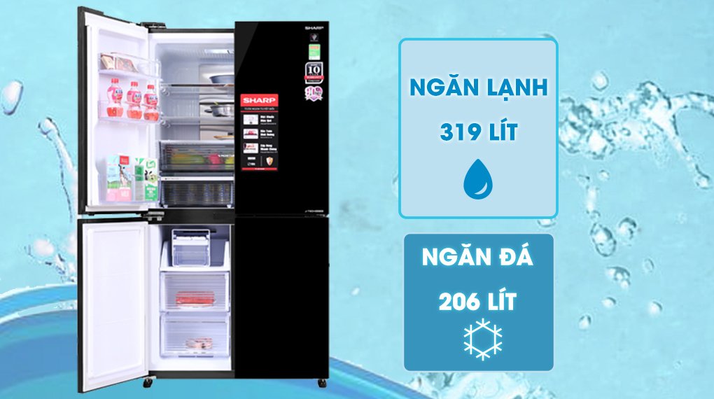 tủ lạnh sharp inverter 525 lít multi door sj-fxp600vg-bk