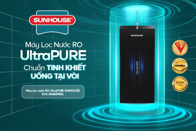 máy lọc nước ro ultrapure 8 lõi sunhouse sha8895kl