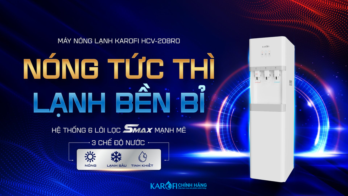 cây nước nóng lạnh karofi hcv208ro