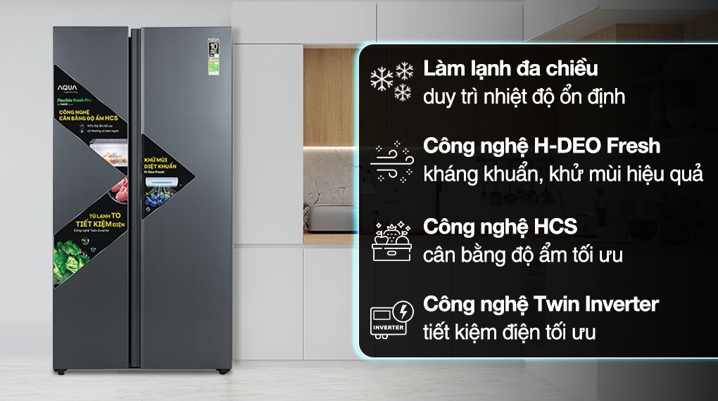 tủ lạnh aqua inverter 646 lít aqr-s682xa(slb)