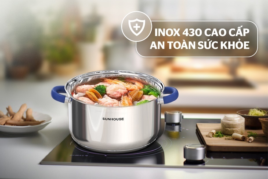bộ nồi inox 3 đáy sunhouse shg361