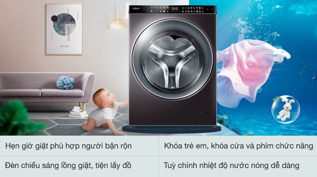máy giặt sấy aqua inverter giặt 15 kg - sấy 10 kg aqd-dh1500g pp