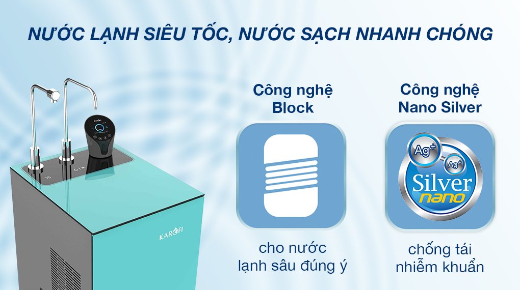 máy lọc nước ro nóng lạnh karofi kad-n91 10 lõi
