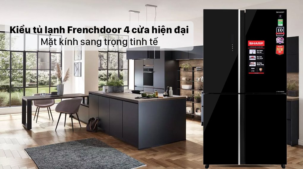 tủ lạnh sharp inverter 525 lít multi door sj-fxp600vg-bk