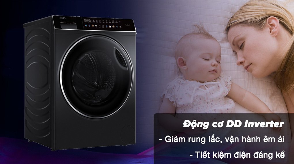 máy giặt aqua inverter 11 kg aqd-ddw1100j bk