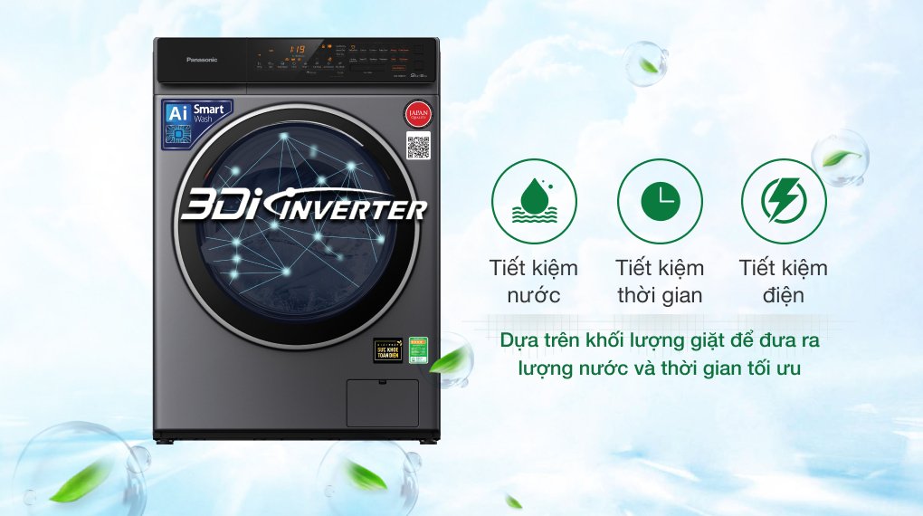 máy giặt sấy panasonic inverter giặt 9 kg - sấy 6 kg na-s96fc1lvt