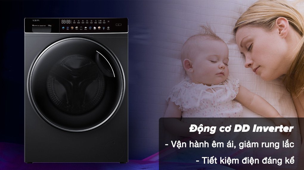 máy giặt aqua inverter 10 kg aqd-ddw1000j bk