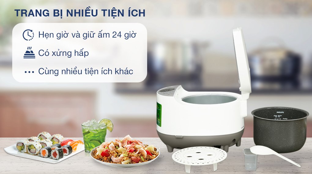 nồi cơm điện tử philips 1.8 lít hd4515/55