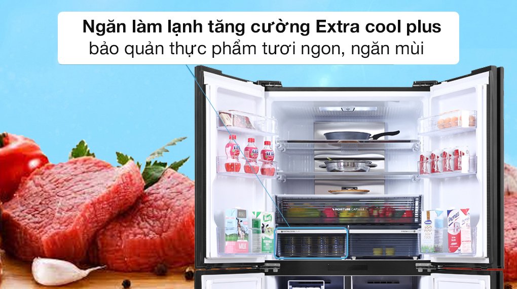 tủ lạnh sharp inverter 525 lít multi door sj-fxp600vg-bk
