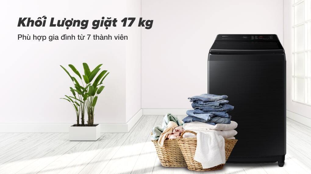 máy giặt samsung 17 kg wa17cg6886bvsv cửa trên