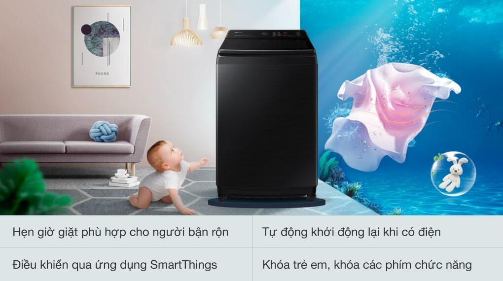 máy giặt samsung 17 kg wa17cg6886bvsv cửa trên