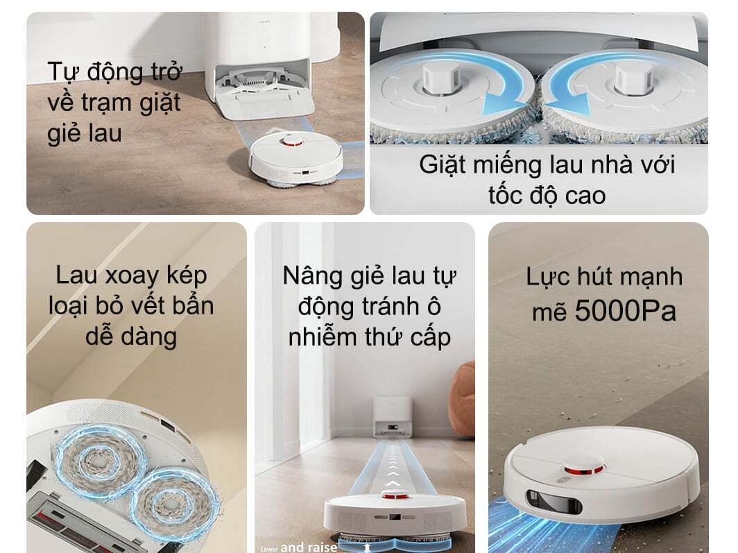robot hút bụi lau nhà tự giặt giẻ xiaomi x20 us