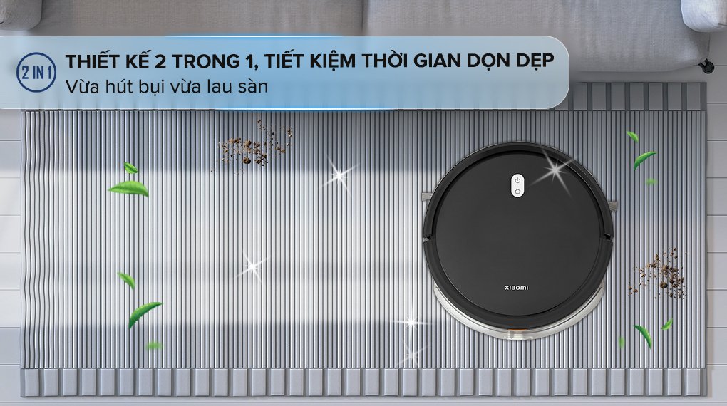 robot hút bụi lau nhà xiaomi vacuum e5 đen
