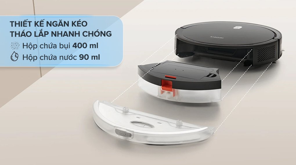 robot hút bụi lau nhà xiaomi vacuum e5 đen