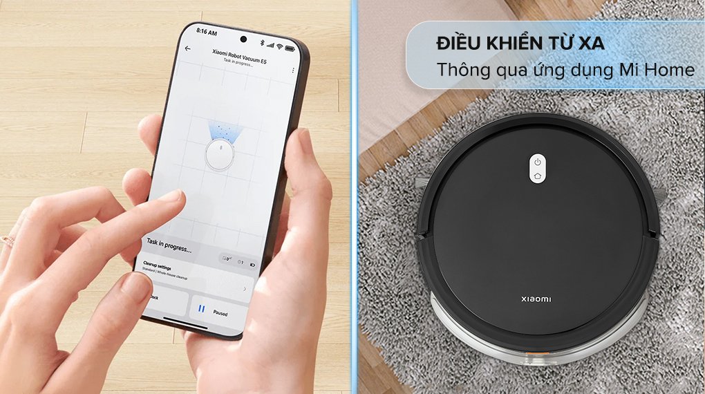 robot hút bụi lau nhà xiaomi vacuum e5 đen