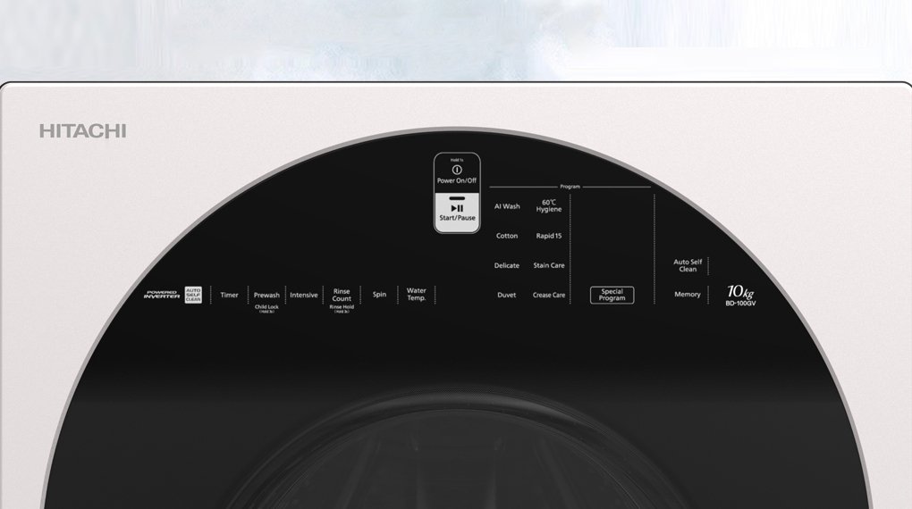 máy giặt hitachi inverter 10 kg bd-100gv wh