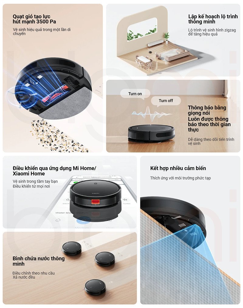 robot hút bụi lau nhà xiaomi vacuum e10c