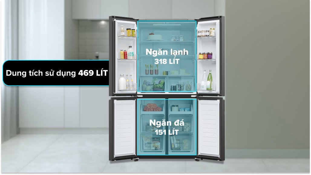 tủ lạnh aqua inverter 469 lít multi door aqr-m536xa(sl)