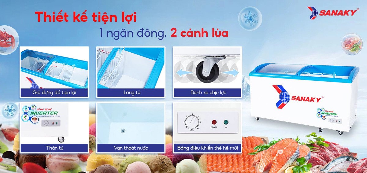 tủ đông inverter sanaky 450 lít vh-6899k3