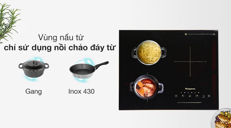 bếp từ hồng ngoại 3 vùng nấu lắp âm kangaroo kg446i